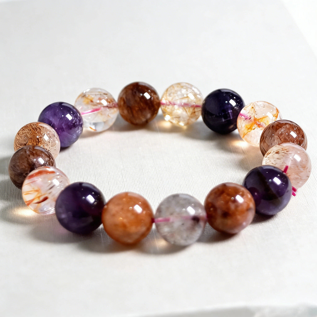 New Arrival | Super Seven Rutilated Amethyst | Natural Crystal Bracelet