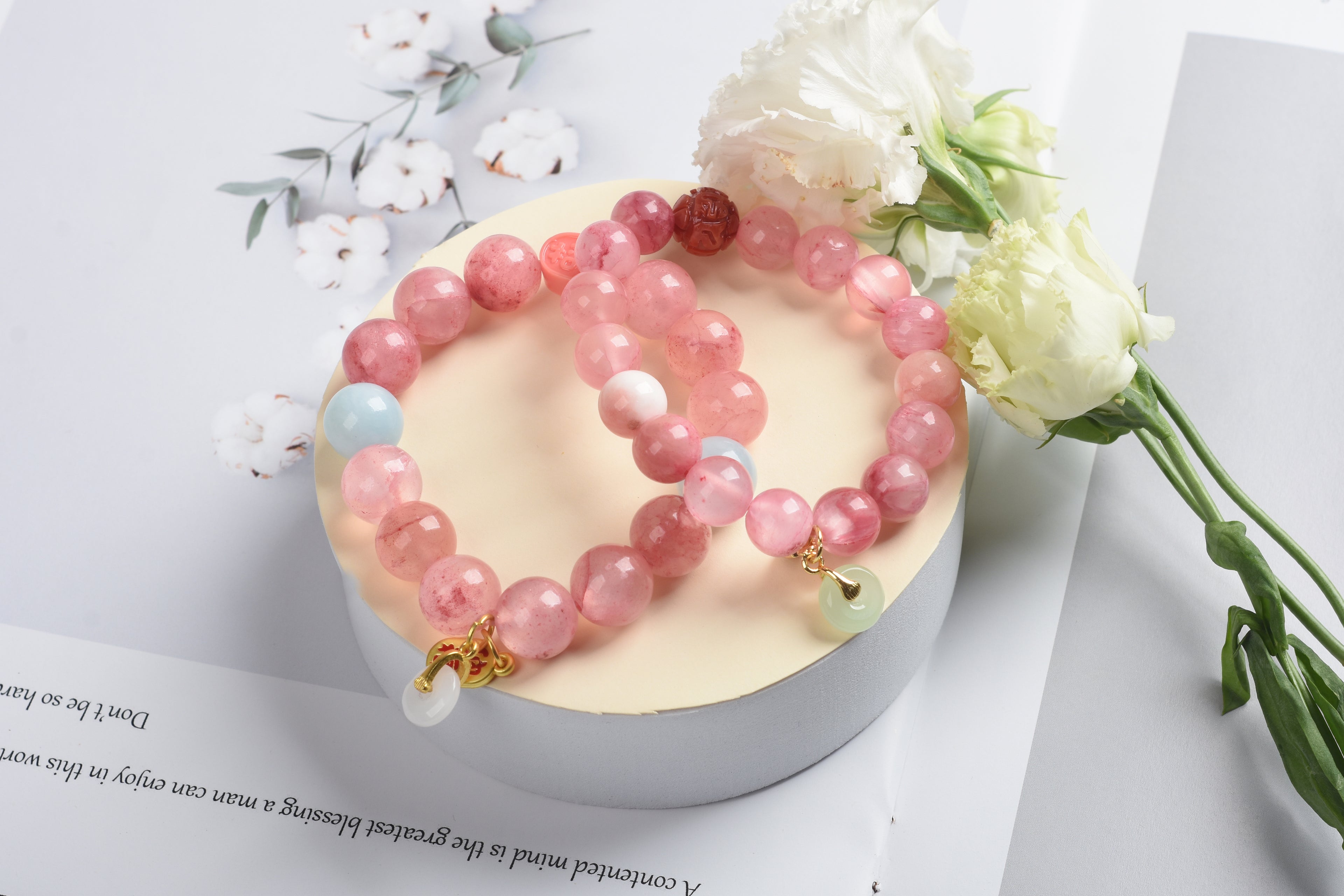 新品优惠 | 蔷薇石 海藍寶 粉貝 白玉髓 | 天然水晶手鍊