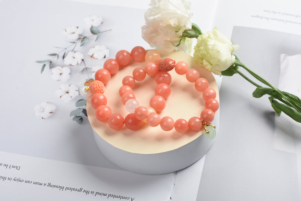 New Arrival Special Offer | Sunstone Powdered Cinnabar Green Chalcedony | Natural Crystal Bracelet
