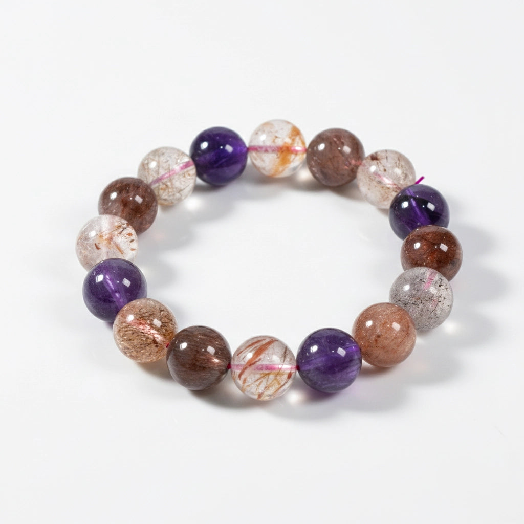 New Arrival | Super Seven Rutilated Amethyst | Natural Crystal Bracelet